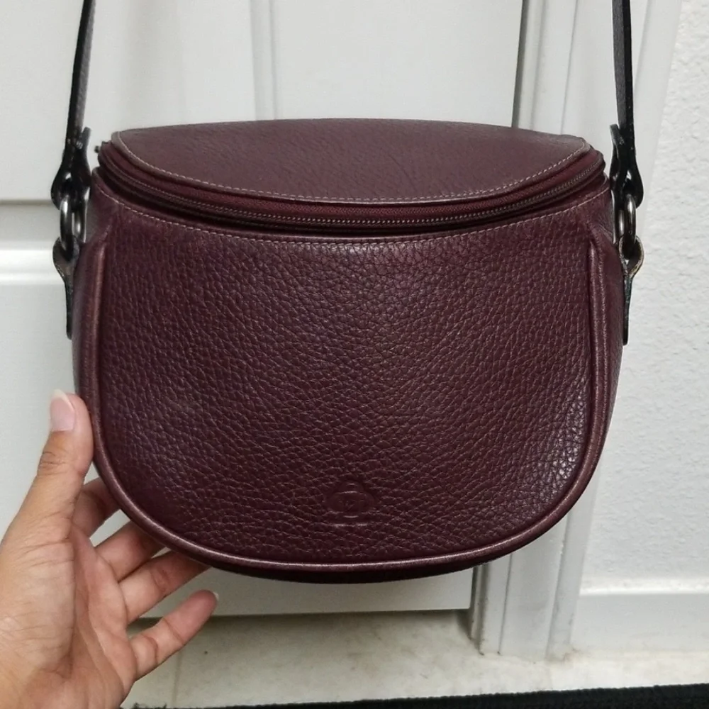 Purple Leather Saddle Bag Zippered NOBODY Purse